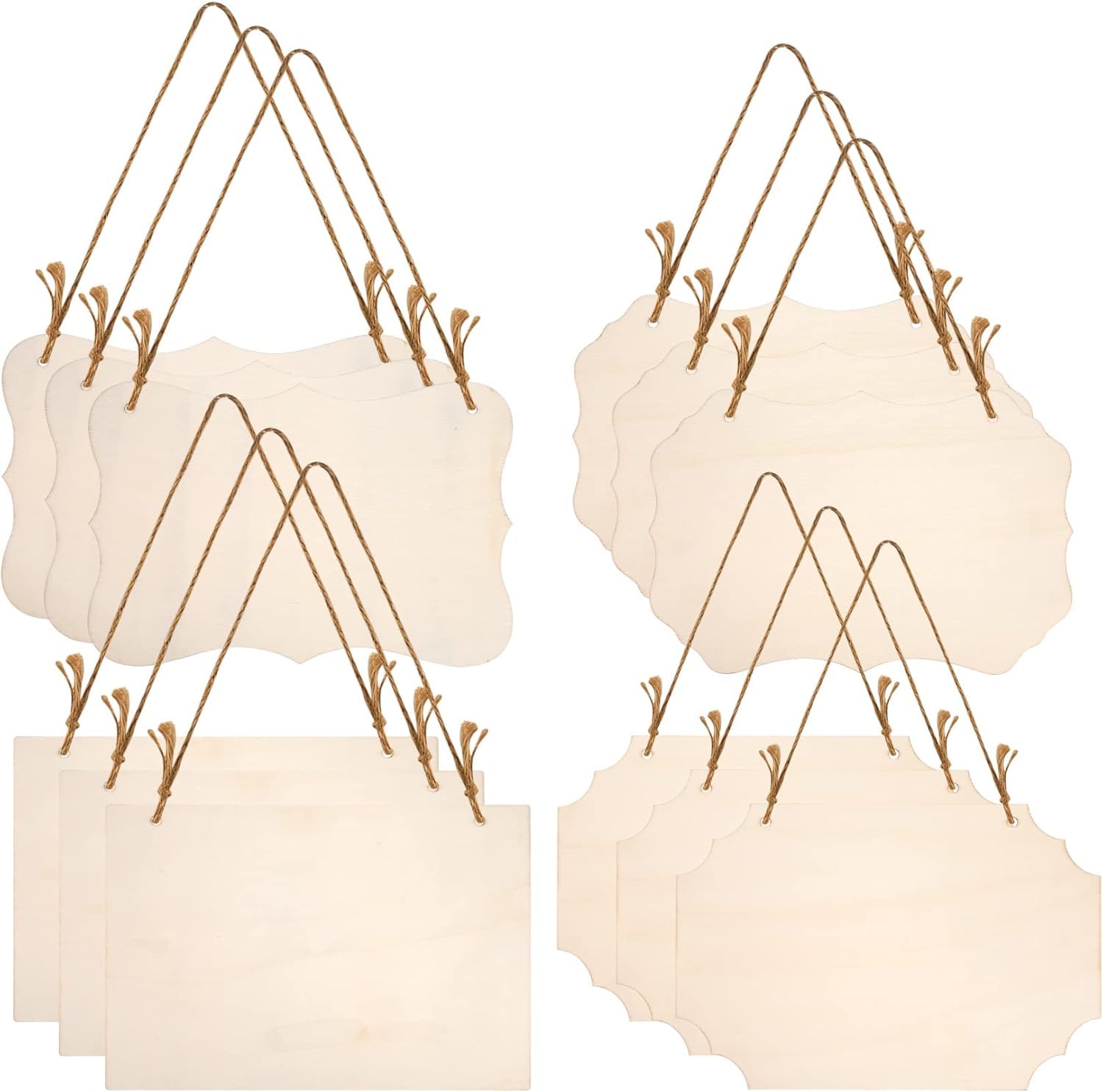 12 Pcs Unfinished Blank Wood Signs, Wooden Hanging Plaques Blank, Decorative Wood Plaque