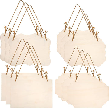 12 Pcs Unfinished Blank Wood Signs, Wooden Hanging Plaques Blank, Decorative Wood Plaque