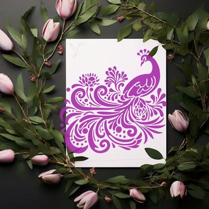 Peacock Painting Stencil | Reusable Plastic Craft Stencil | Decorative Peacock Template