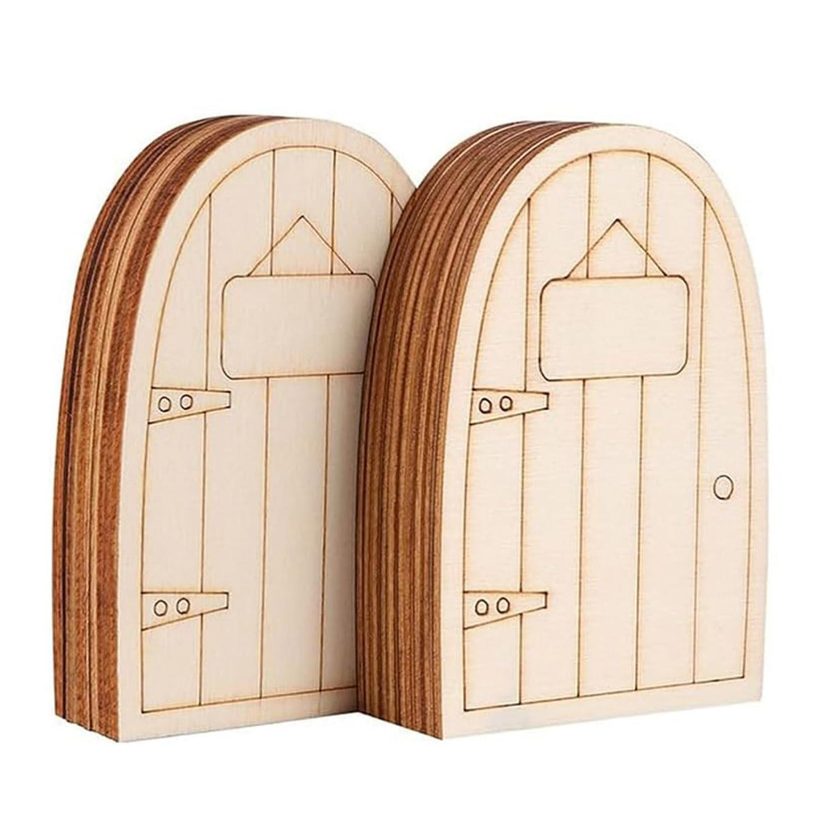Haoser 10 Pcs Garden Miniature Decoration Miniature Figurines for Crafts unpainted Fairy House Door Miniature elf Door Fairy Garden House Dollhouse Ornament Doors and Windows Blank Wood (Design 1) - Haoser