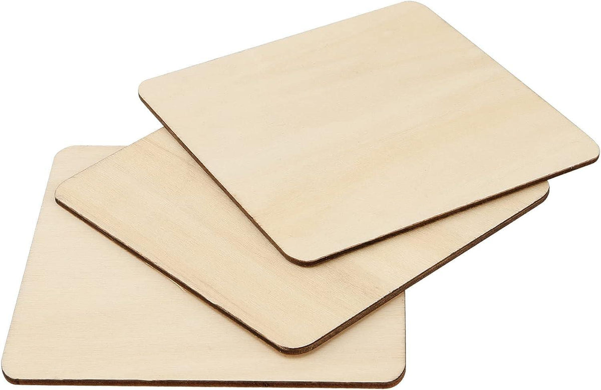 Haoser Wood Squares for Crafts, Unfinished Wooden Square Cutouts,Unfinished Round Square Wood Slices Board for Resin Art, Mandala Art, Pyrography, Painting, MDF Square Board - Haoser