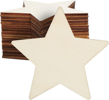 Haoser Star MDF Pine Wood 1 inch -2.5 mm Thick Wood Stars for Crafts, Unfinished Wooden Star Cutouts,Star Wood Slices Board for Resin Art, Mandala Art, Pyrography, Painting - Haoser