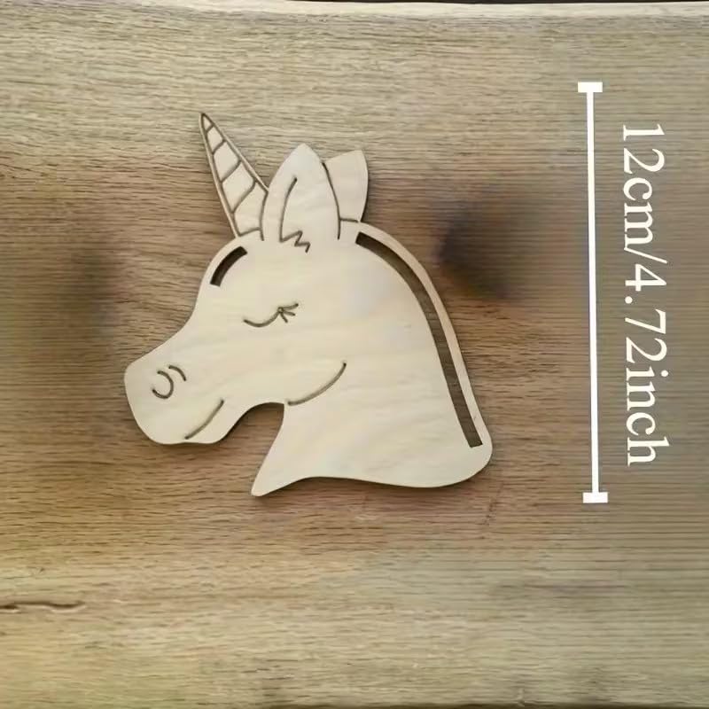 12 Pcs Wooden Unicorn Ornaments for Crafts | Blank Unfinished Wood DIY Hanging Unicorn Decorations