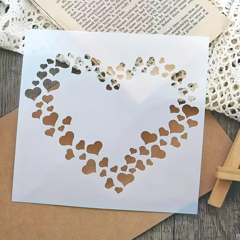 Heart Shape Plastic Drawing Template, White, Reusable Stencil for Photo Albums and Craft Projects, Home Decorations Stencil - 6 Inch