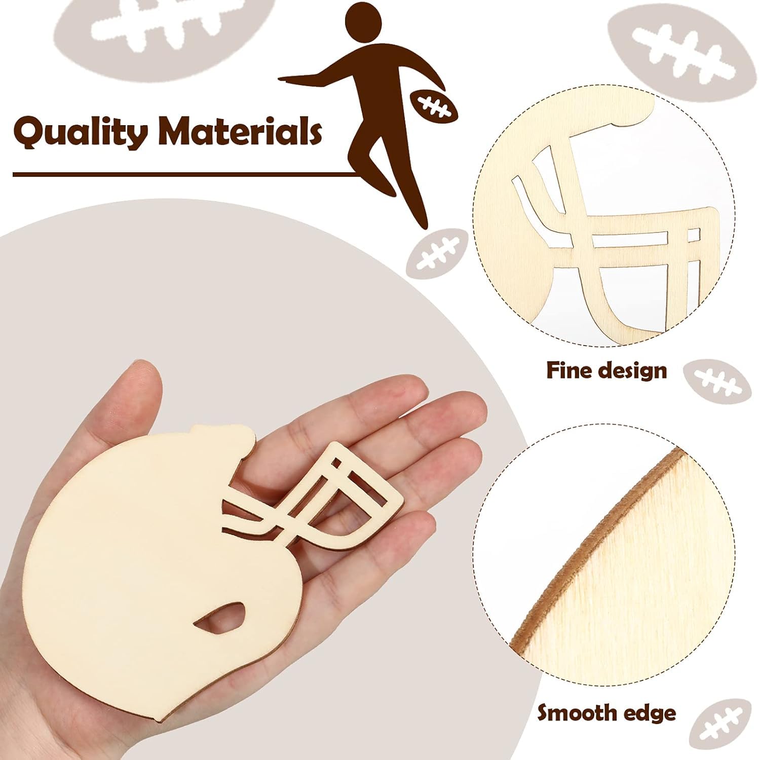 12 Pcs Football Helmet Wooden Cutouts for DIY Craft | Unfinished Wooden Shapes