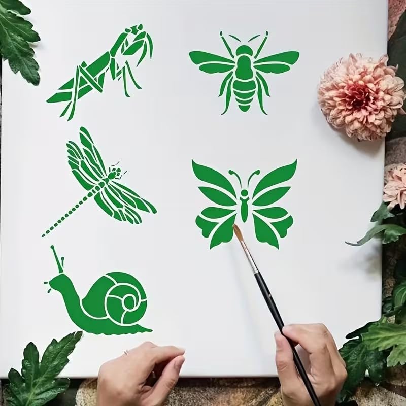 Set of 9 Insect Painting Stencil | Reusable Craft Stencils | Bug Templates for Wall Painting, Kids Educational Activities