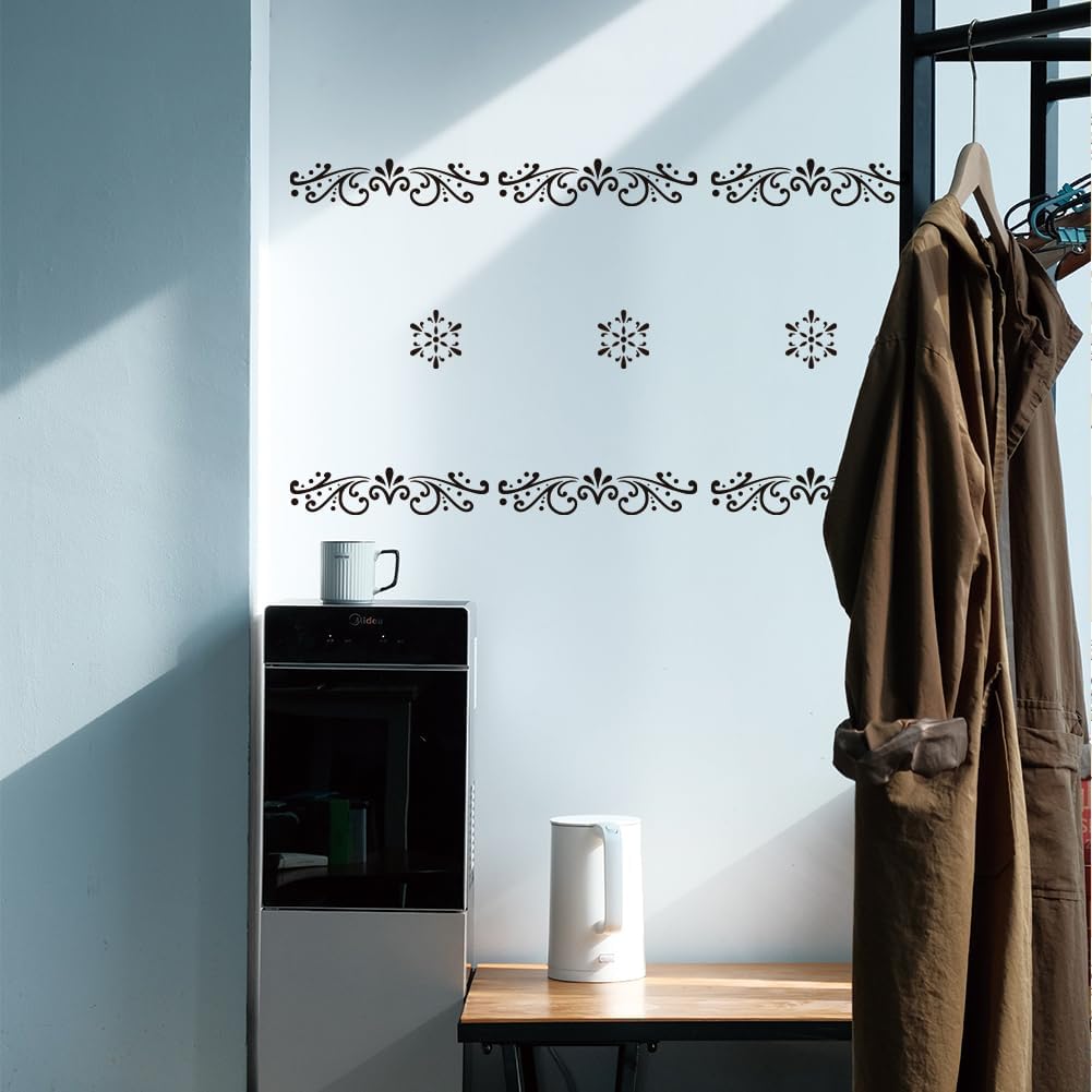 4 Pcs Constellation Theme Corner Stencils for Painting – Reusable Large Floral Tile Stencils for Wall