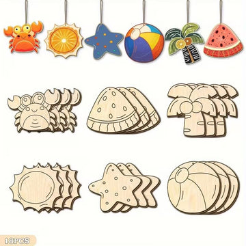 12 Pcs Wooden Craft Kit for Kids – Summer & Holiday DIY Painting Set