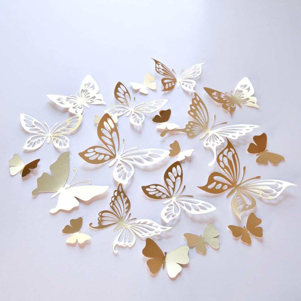 10 Pcs Gold Butterfly Wall Decor – 3D Paper Butterflies