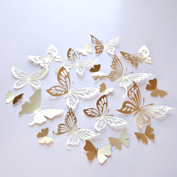 10 Pcs Gold Butterfly Wall Decor – 3D Paper Butterflies