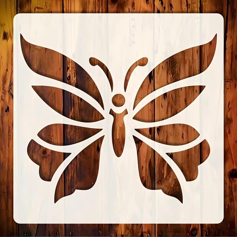 Reusable Butterfly Stencil | Plastic Painting Template | Intricate Honey Gathering Butterfly Design for Wall Painting