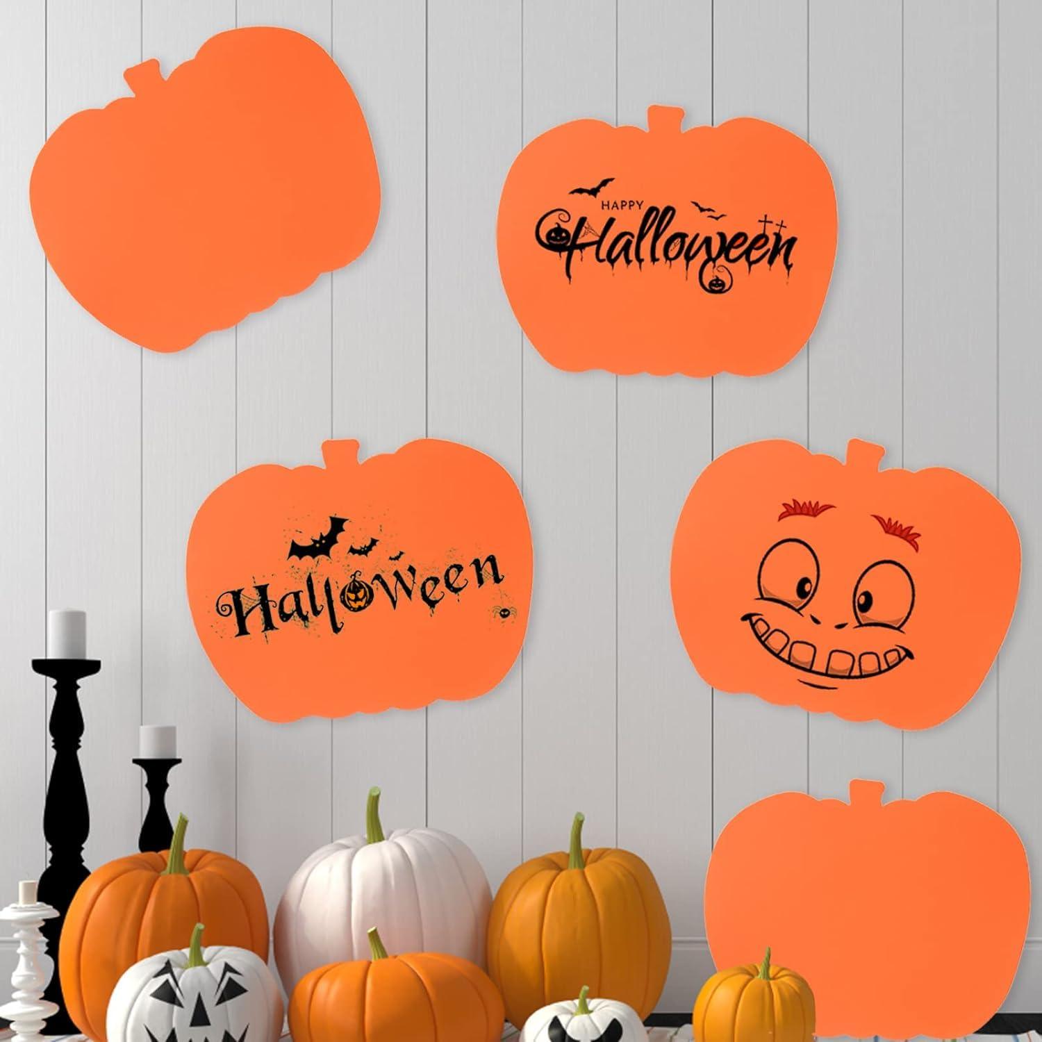 Haoser 50 pc Pcs Pumpkin Cutouts Paper Fall Harvest Pumpkin Cut-Outs Pumpkin Shaped Accents for Kids DIY Craft Projects Autumn Thanksgiving Halliween Classroom Bulletin Board Decorations - Haoser