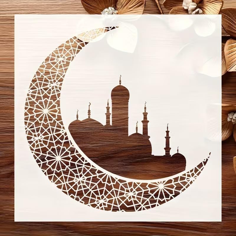 Moorish Crescent Reusable Islamic Stencil | Arabic Art Painting Template for Walls & Furniture