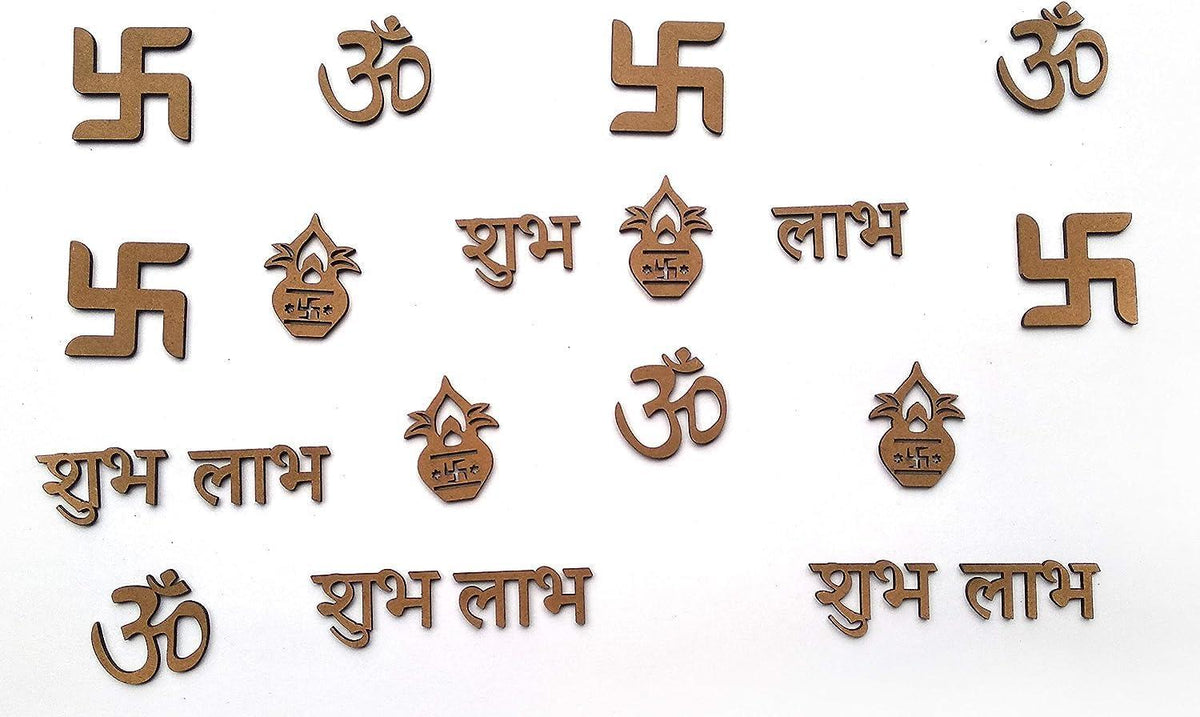 Haoser Pack 20 MDF swastik Cutout for Art and Craft, Diwali Decoration Item for Festivals,Wooden swastik Hangings Cutouts for Diwali Craft-3 Inch - Haoser