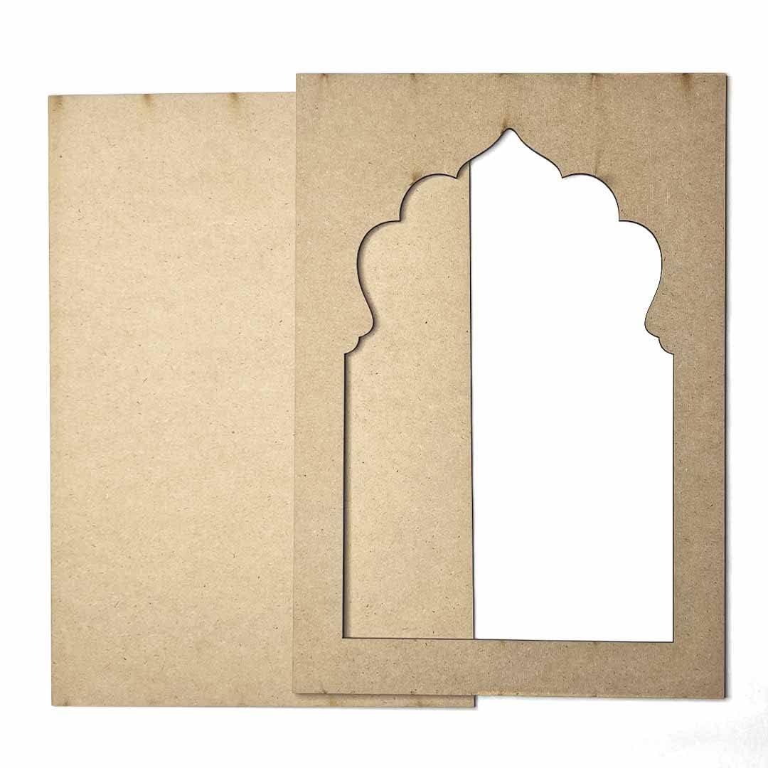 Haoser Plain MDF jharokha Cutouts for Art and Craft|Set of 2 Plain Wooden Jharokha MDF Cutouts Wall Decor Wooden Jharokha MDF Jharokha Cutout (L X H 21 X 30 CM) - Haoser