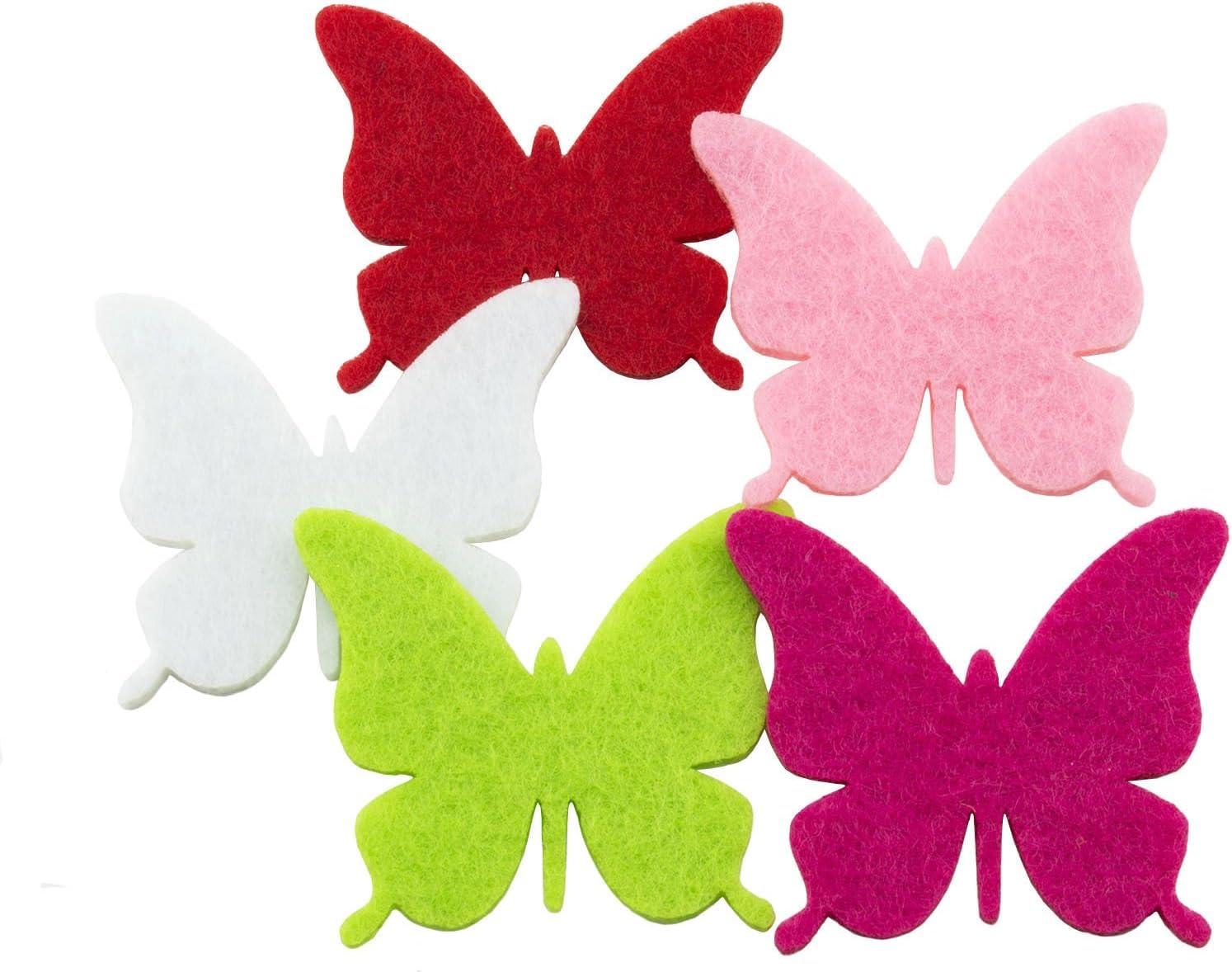 20 Pcs Colorful Felt Butterfly Die Cut Embellishments – 2 x 1.7 Inch