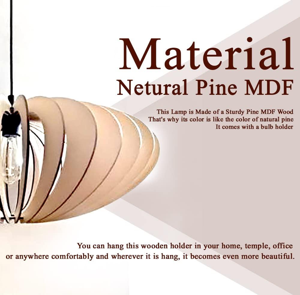 Haoser Wooden One Light Hanging Ceiling Lamp for Living Room, Distressed Pine MDF Wood Pendant Lighting Fixtures, Dining Room, Bedroom and Foyer (LxW-20x24inch) - Haoser