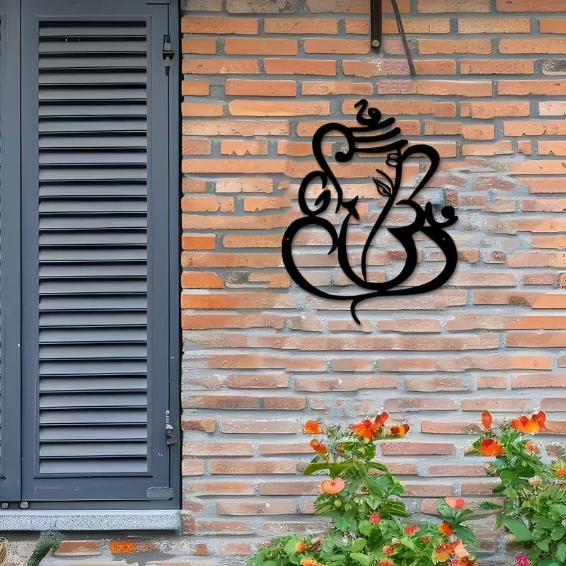 Ganesha Wooden Wall Art Hindu God Ganesha Decor | Modern Indian Spiritual Wall Hanging for Home, Office, Temple