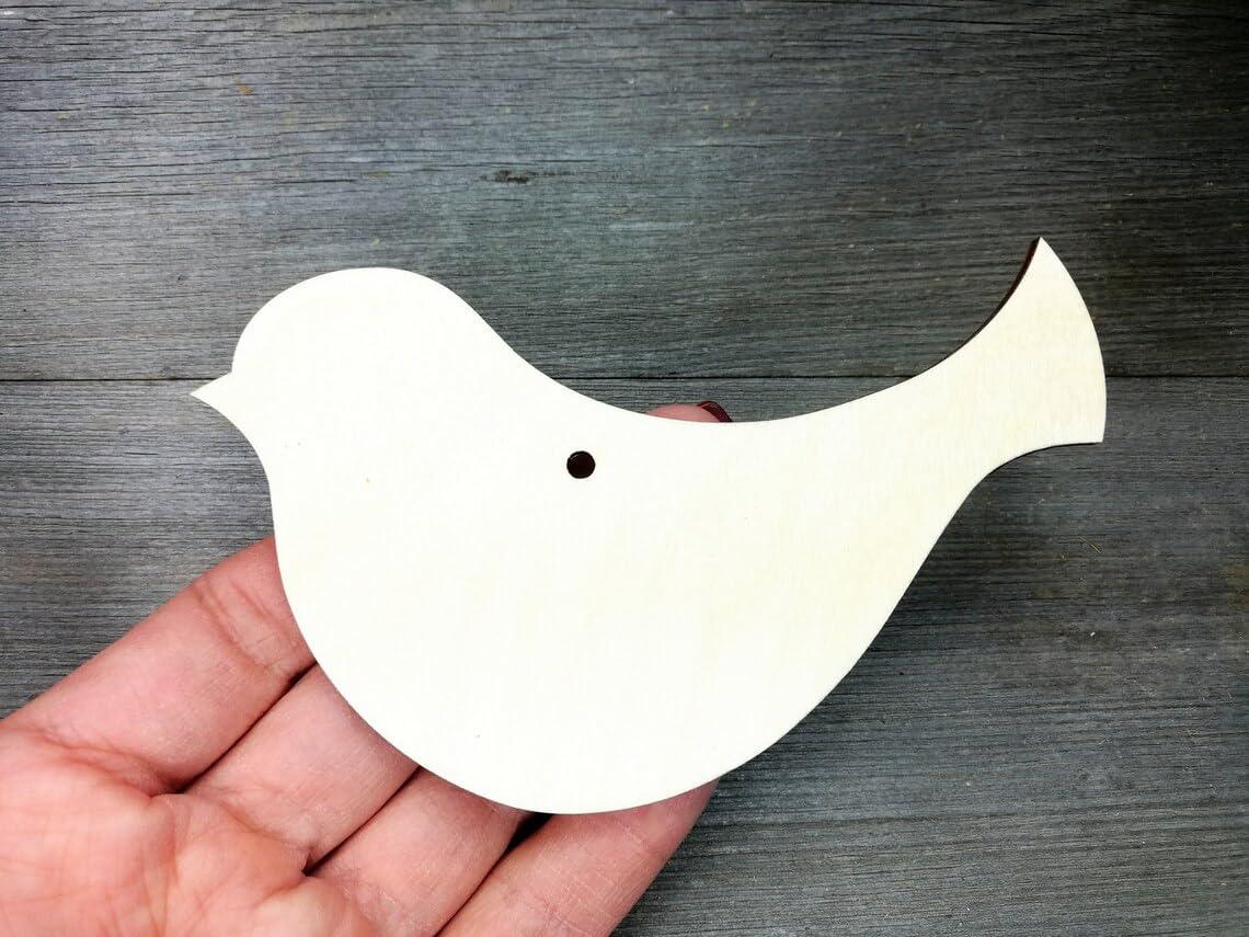 Haoser Pack 12 pcs Unfinished Wood Birds, Bird Wood Shapes, Bird Wood DIY Crafts Cutouts, Wooden Chime Birds,Bird Wood DIY Crafts Cutouts,Hanging Wooden Birds Ornaments,Wooden Cutouts Wood Bird - Haoser