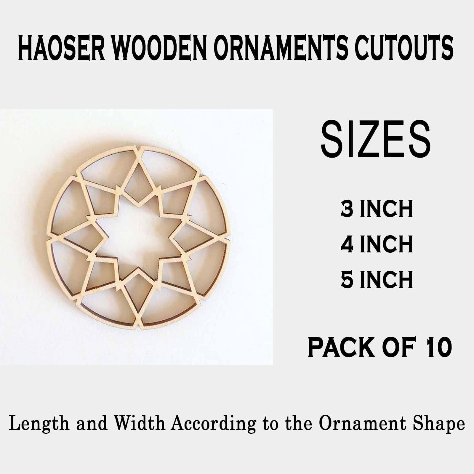 Haoser Wooden Ornaments Cutouts for Home Decor, Laser Cut Wood Cutouts for DIY Craft Project (Ornament-1) - Haoser