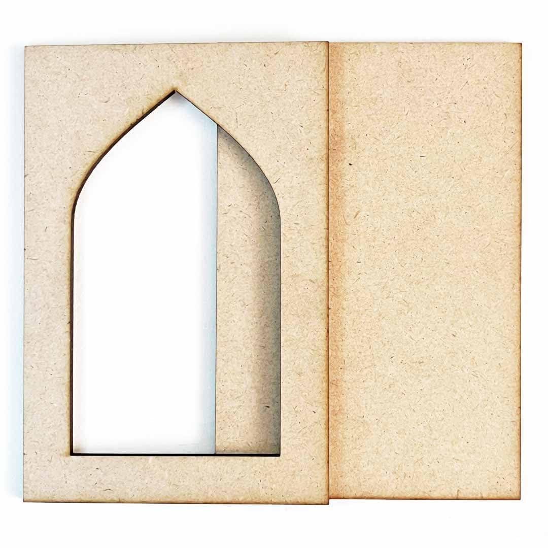 Haoser Plain MDF jharokha Cutouts for Art and Craft|Set of 2 Plain Wooden Jharokha MDF Cutouts Wall Decor Wooden Jharokha MDF Jharokha Cutout (L X H 21 X 30 CM) - Haoser