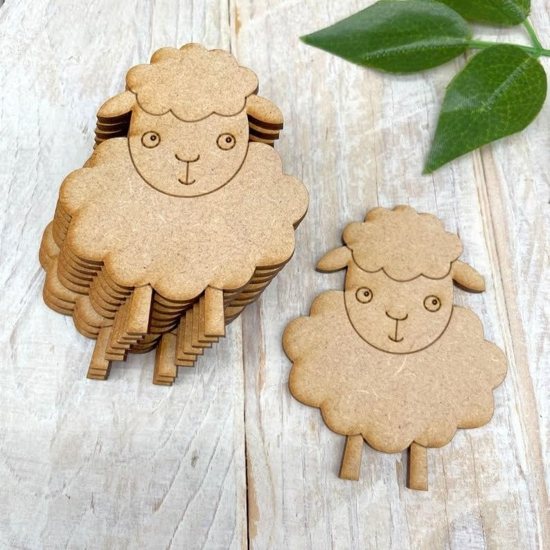 DIY MDF Craft Shapes, Wooden Lamb Embellishm, Easter Decorations, Unfinished Ornamentsa for Craft, Home Decor Itmas, 4 Inch