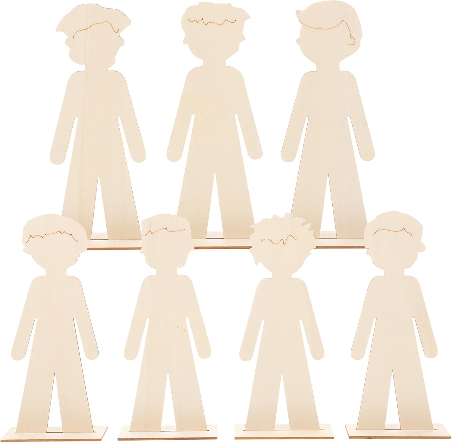 20 Pcs Wooden People Cutouts Unfinished People Centerpieces Boy Girl Slices Graffiti Painting