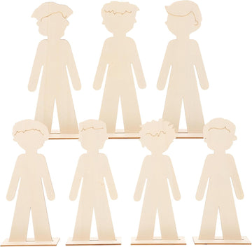 20 Pcs Wooden People Cutouts Unfinished People Centerpieces Boy Girl Slices Graffiti Painting