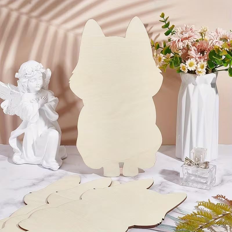Set of 4 Wooden Dog Shape MDF Painting Craft Boards for Kids