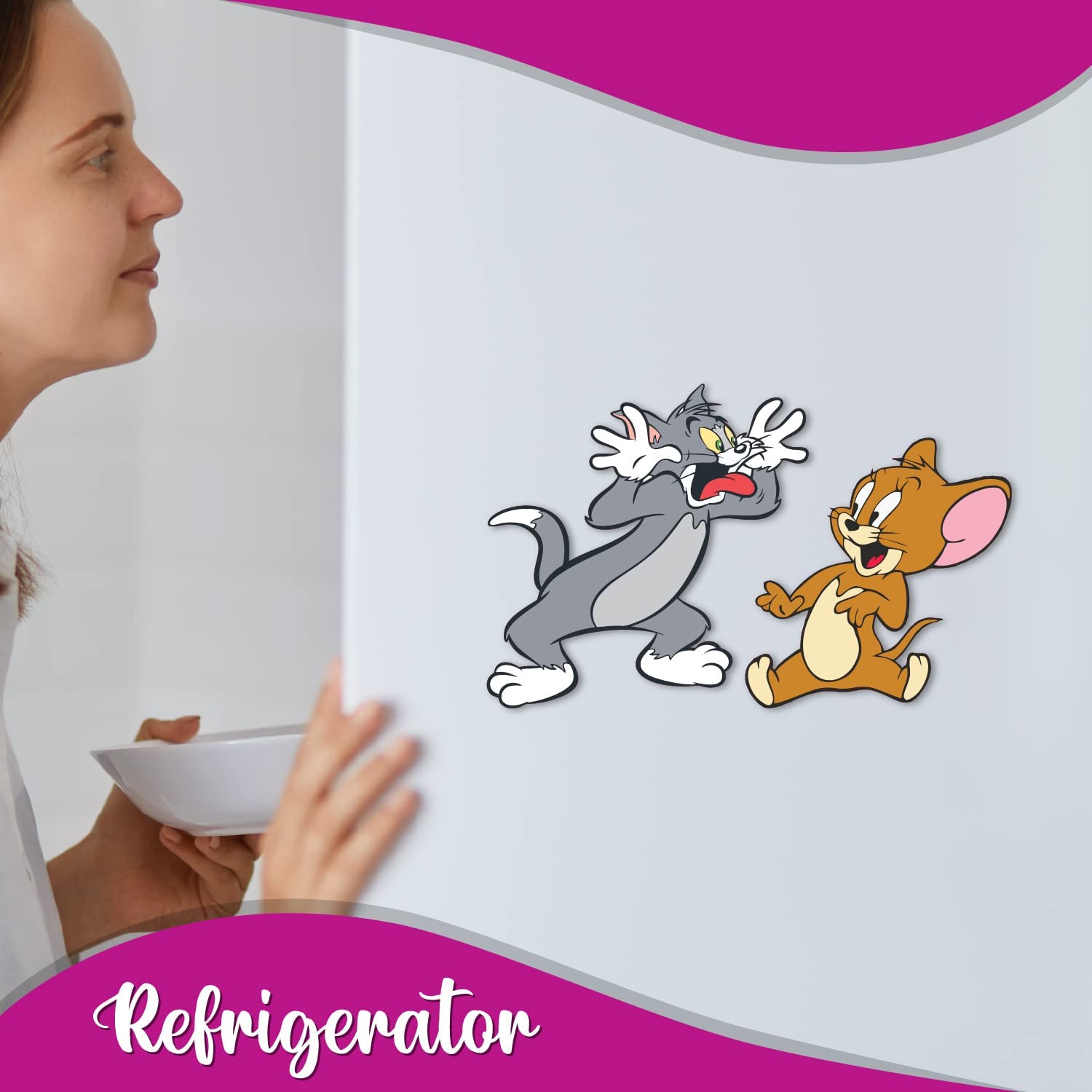 Tom and Jerry Wooden Fridge Magnet Pack of 2 | Comic Character Magnet | 3 Inch Pine MDF Cartoon Gift for Kids | Fridge Decor & DIY Craft