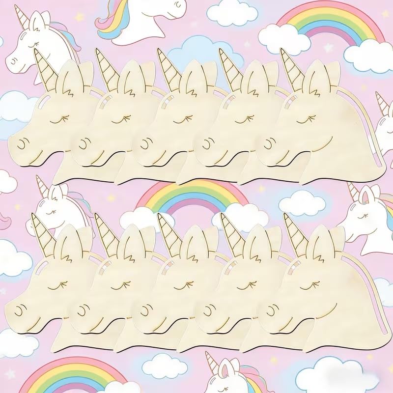 12 Pcs Wooden Unicorn Ornaments for Crafts | Blank Unfinished Wood DIY Hanging Unicorn Decorations