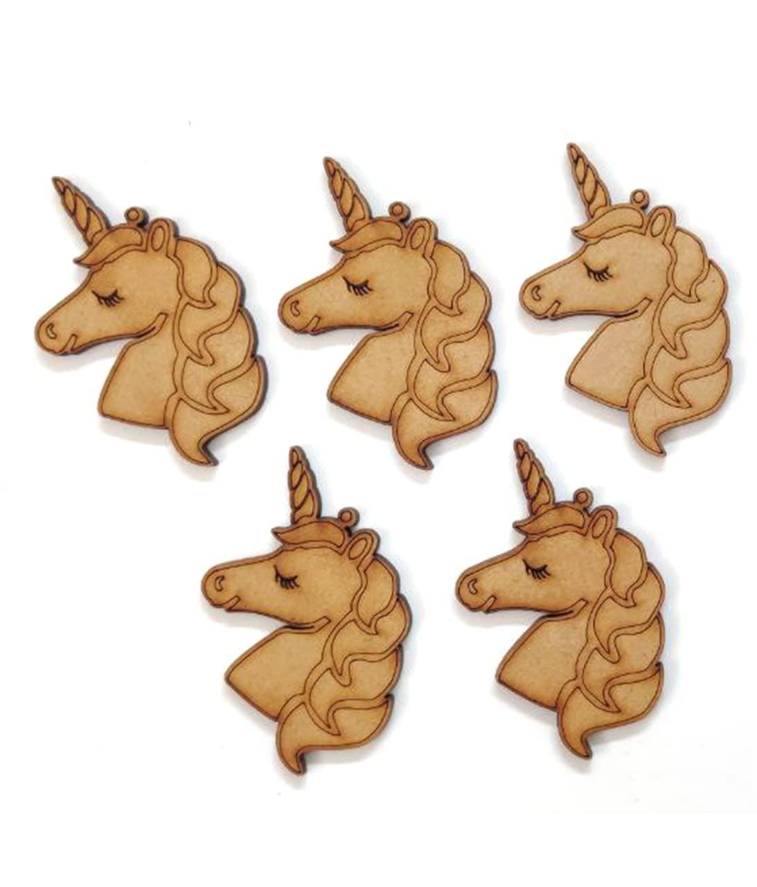 Haoser 10 Pieces Unfinished Wooden Unicorn Cutouts for Crafts, Wood Slices,Unicorn Cutouts?for Decoration,Unicorn Art kit for Kids - Haoser