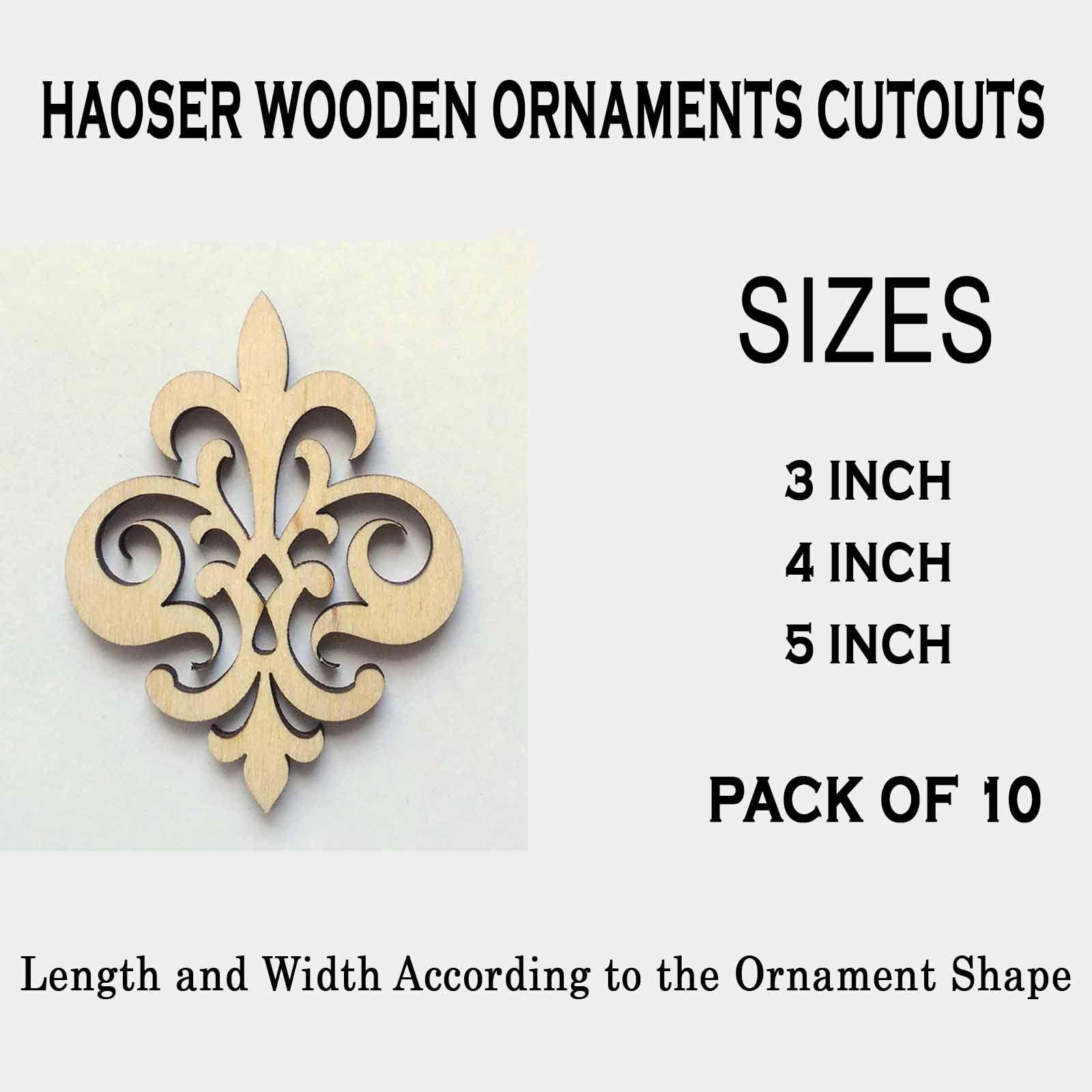 Haoser Wooden Ornaments Cutouts for Home Decor, Laser Cut Wood Cutouts for DIY Craft Project (Ornament-5) - Haoser