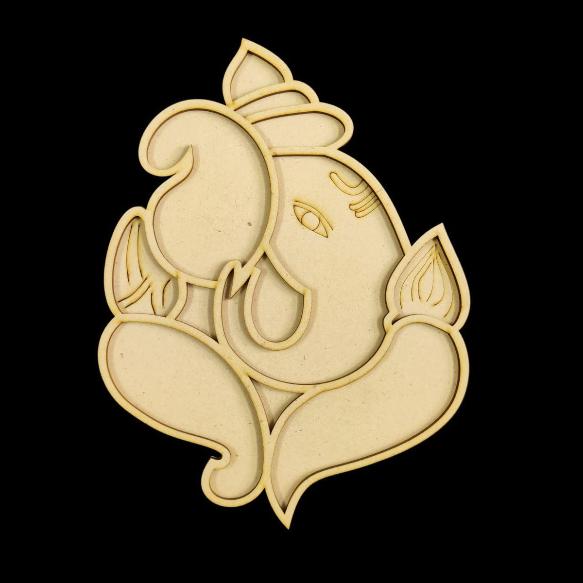 Pack of 2 Wooden MDF Ganesha – Layered Rangoli | 12 Inch Pine MDF Festive Wall & Floor Decor | Unfinished Craft Base for Painting, Lippan Art, DIY Decoration