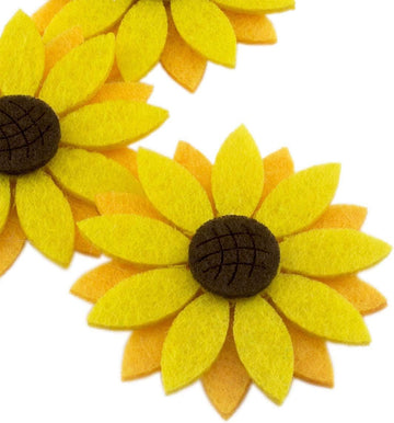 20 Pcs 2-Inch Triple Layered Felt Sunflower Cutouts – DIY Craft