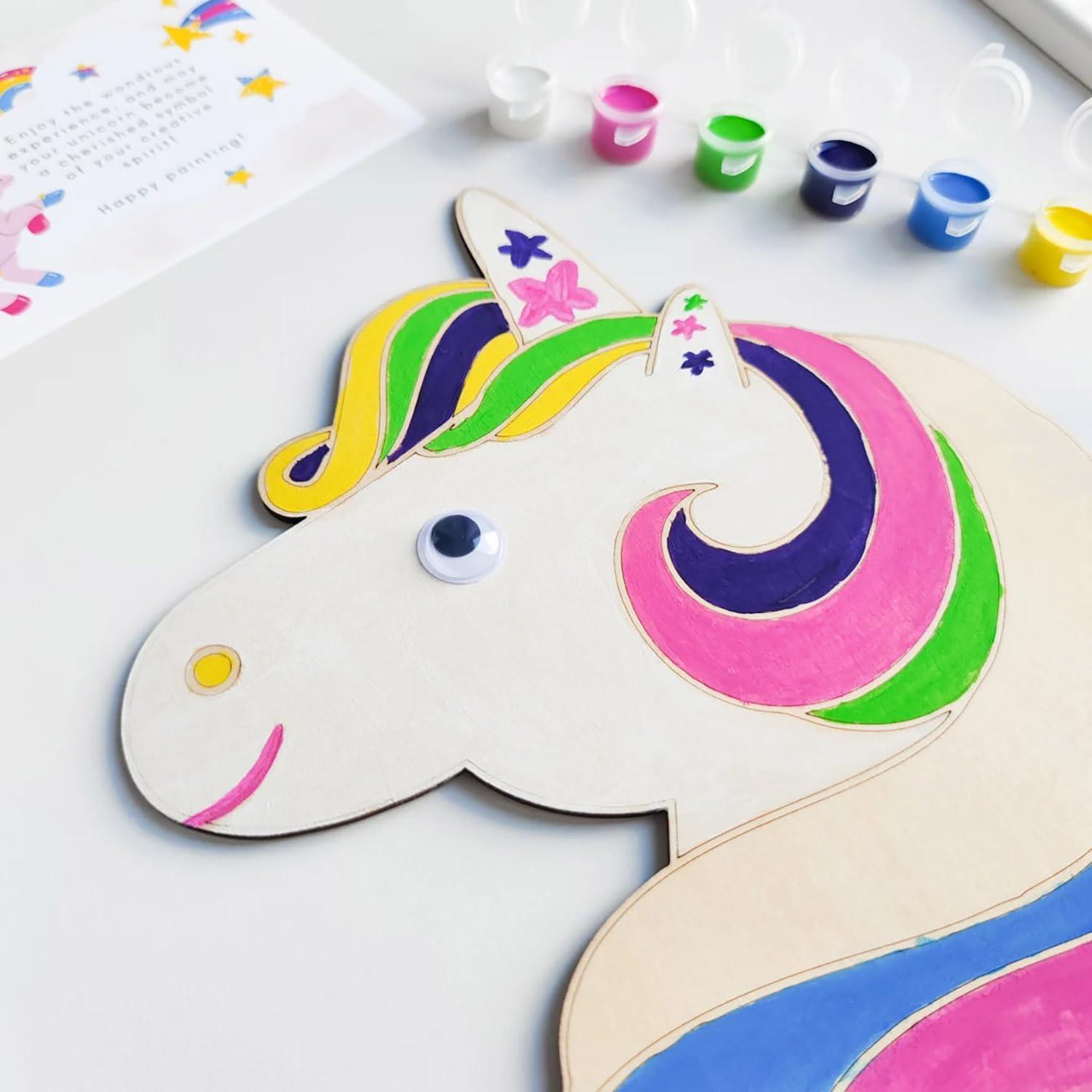 Haoser Engrave Unicorn Shape Wooden Crafts for Kids Painting DIY Crafts,Engrave Unicorn Wooden for Craft Supplies, Spring Party Home Decorations (30cm) - Haoser