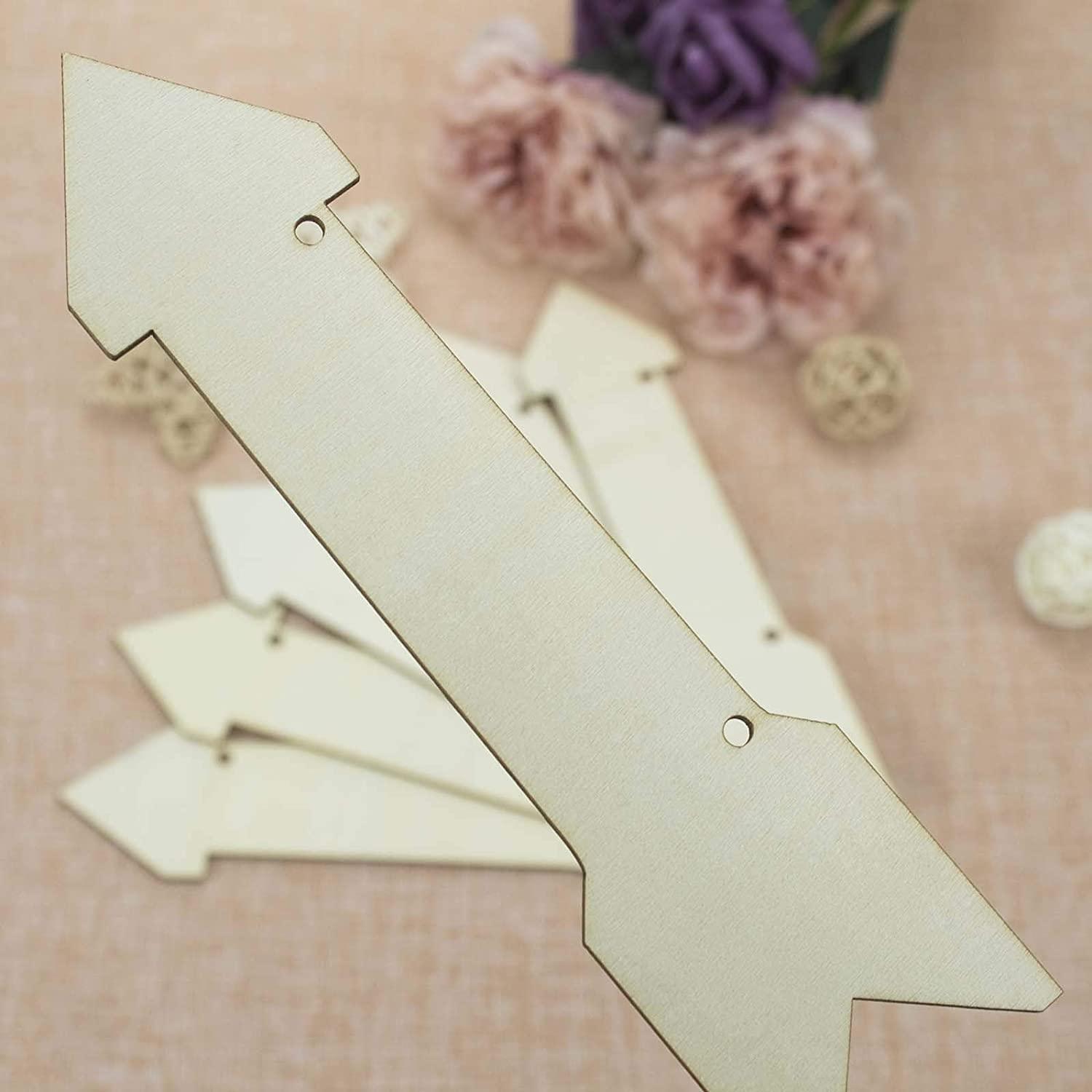 Haoser 15 Pack Unfinished Wood Sign Blank Arrow Hanging Wooden Plaque DIY Home Decor Wooden Arrow Cutouts for Weddings and Birthdays Party, Door Wall Art Decorative, 7.9x2 Inch - Haoser