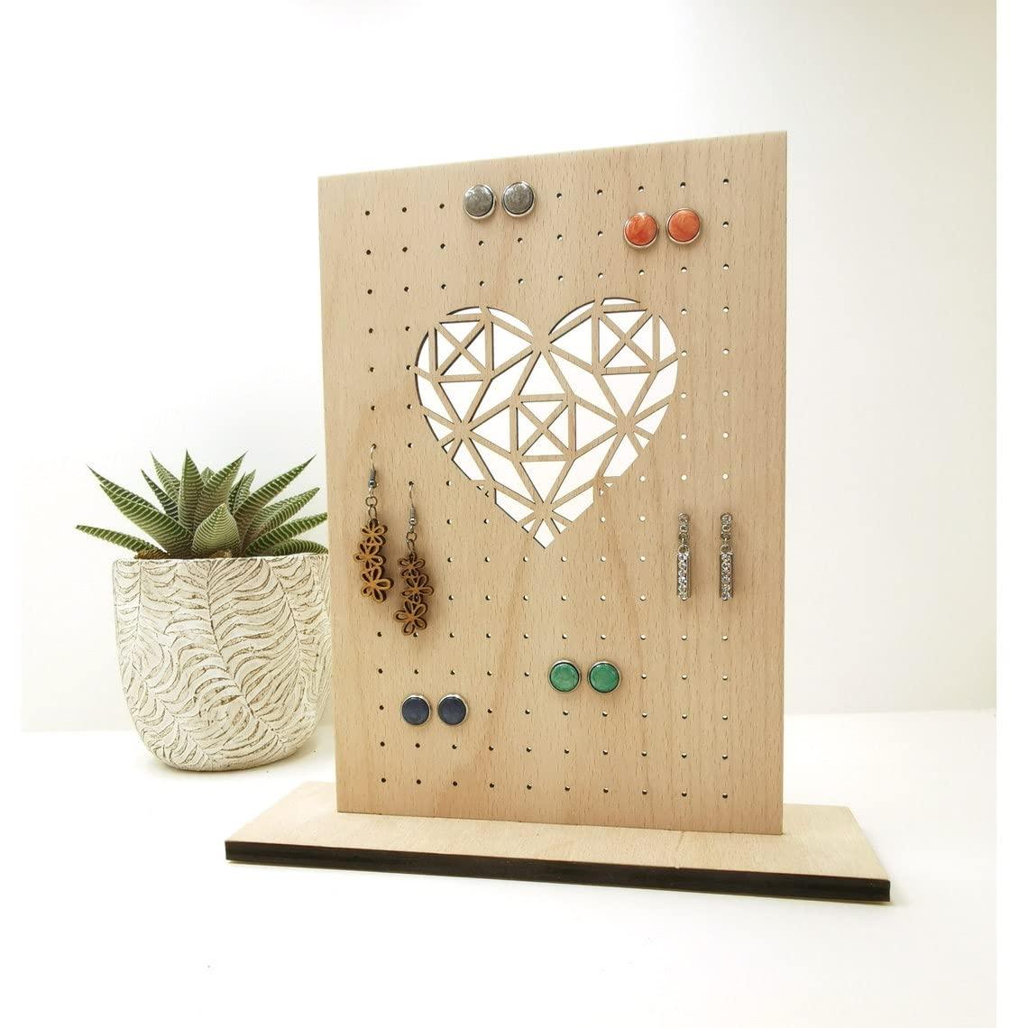 Haoser Wooden Earring Display Stand, Honeycomb Earring Organizer Earring Display Wood Hanging Jewelry Organizer for Stud Earrings (Earring Holder-5) - Haoser