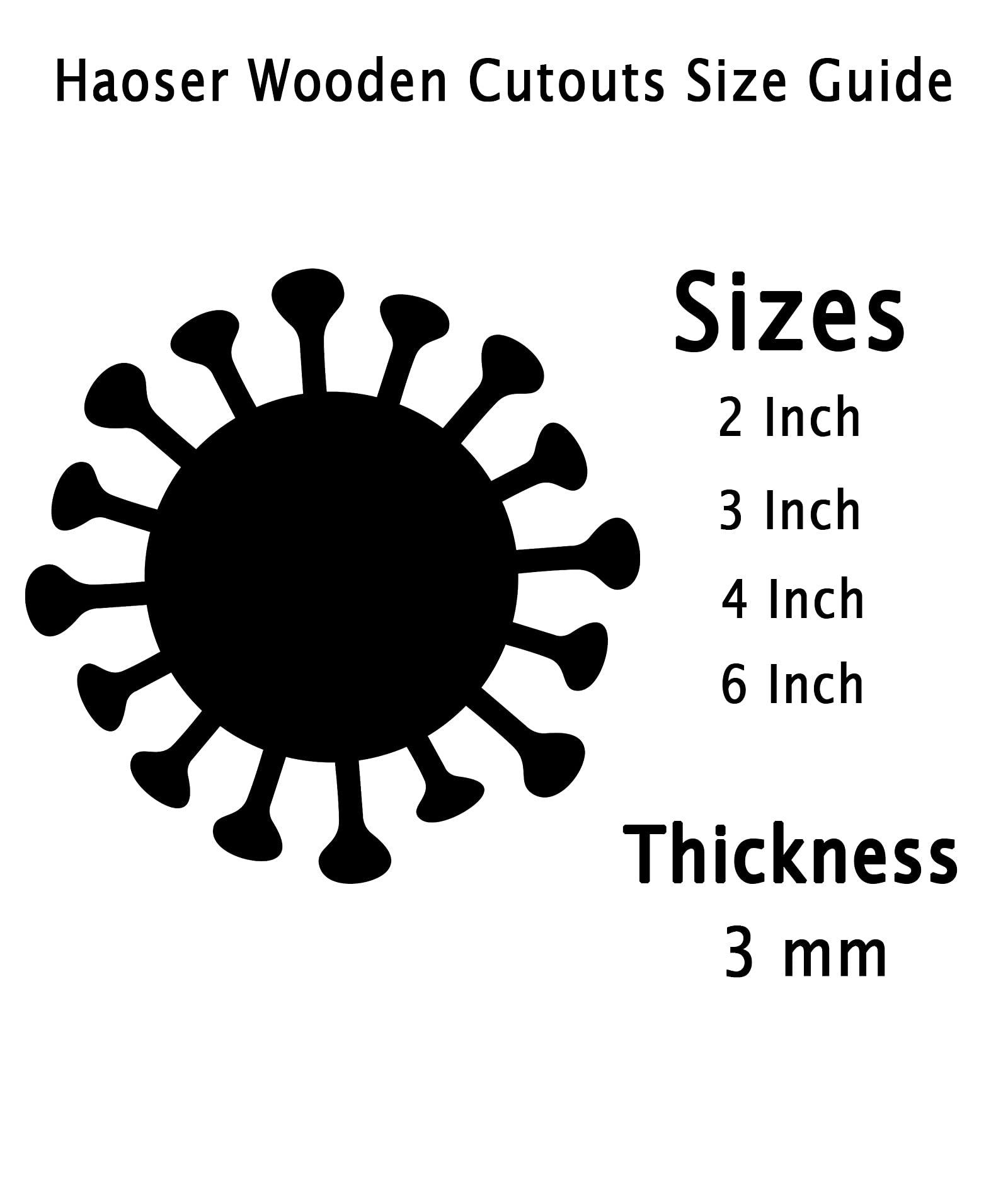 Haoser 3mm Wooden Virus Cutouts for Scrapbooking Arts Crafts DIY Decoration Display Décor - Haoser