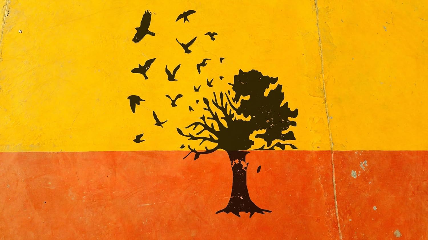 Tree with Flying Birds Stencil – 8.5x11 Inch Reusable Nature Stencil Template