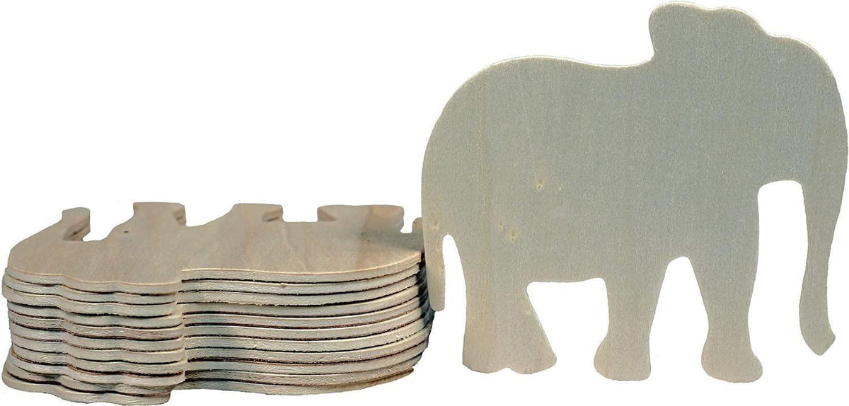 Haoser 4 Inch Unfinished Wooden Elephant Shapes, Pack of 10, Ready to Paint or Decorate,Cutout for Festivel Decorations - Haoser
