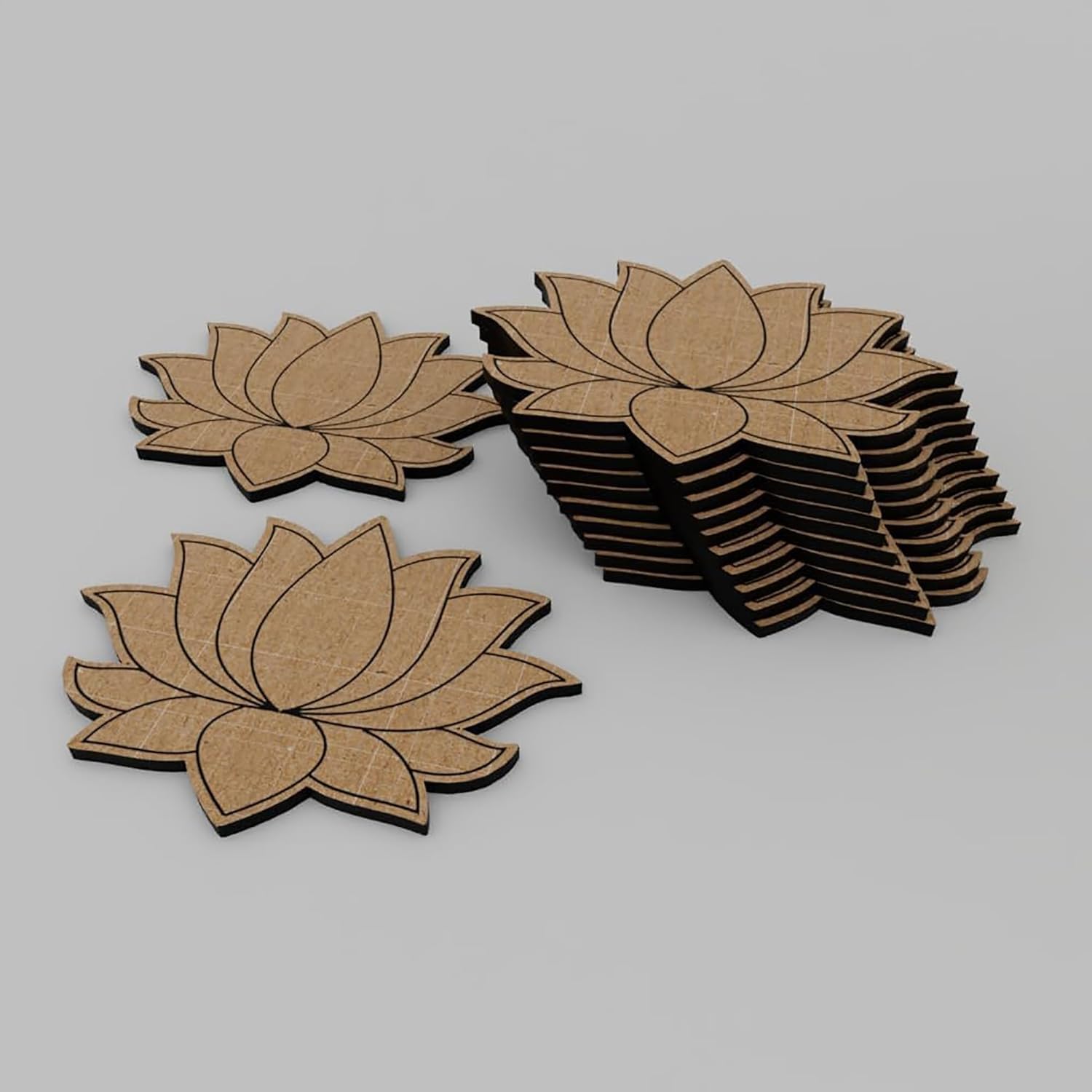 12 Pcs Wooden Swastik, Om, Lotus & Diya Cutouts for DIY Crafts – Pine MDF Shapes for Diwali Decoration, Pooja Room, Wall Hanging, Wedding & Home Festive