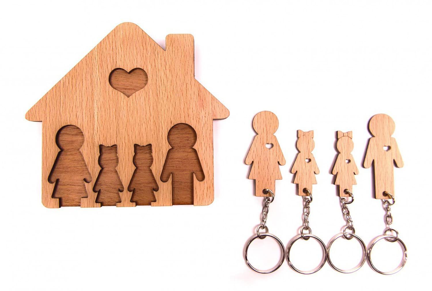 Haoser Customized Wooden Keyring for DIY Projects - Laser Engravable, Printable & Writable, Design Wooden Key Chain for Gifting Friendship Day House Shape (Multipack) (H-PM3-KEYRING-4) - Haoser