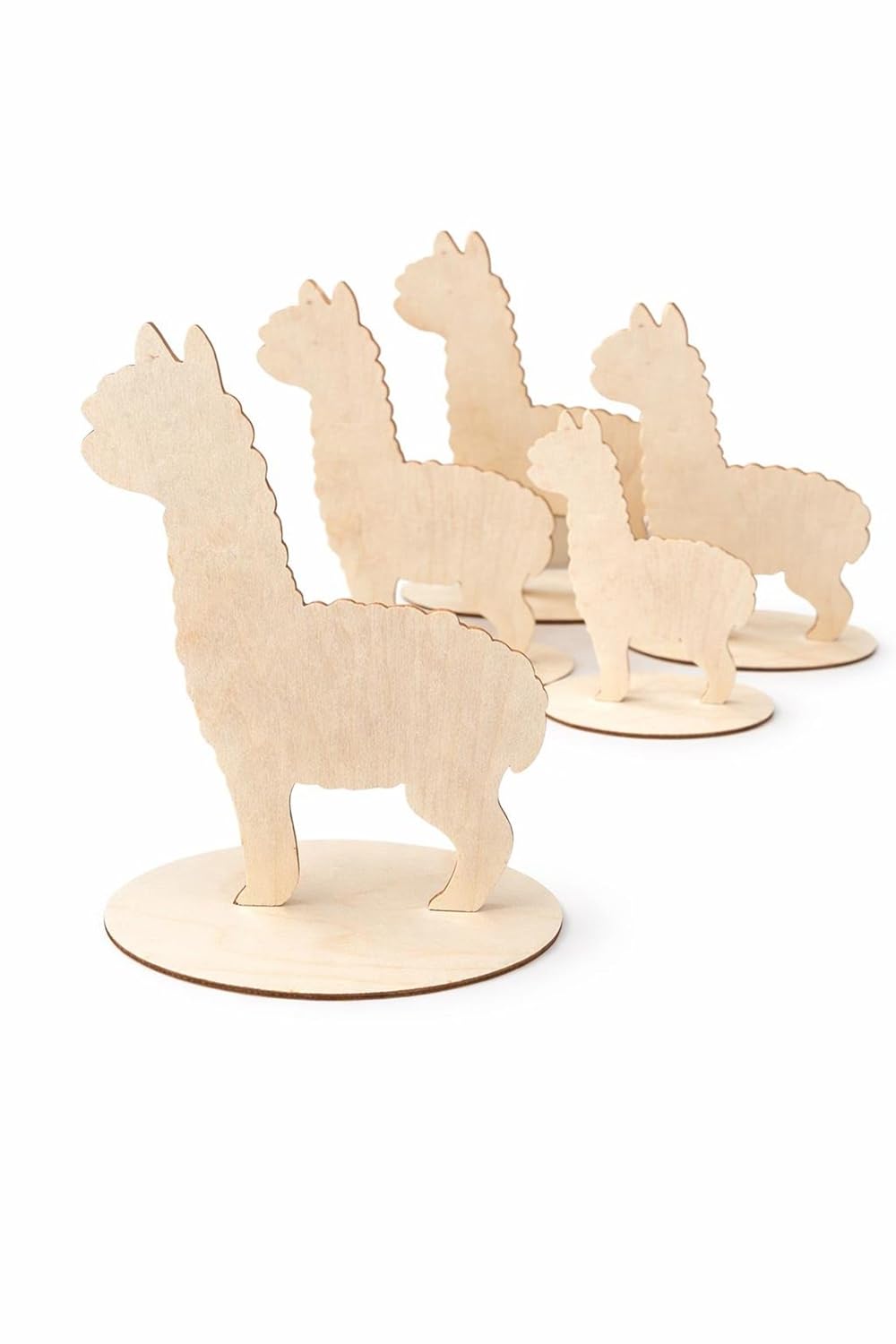 10 Pcs Wooden Alpaca Figures with Stand | Unfinished Wood DIY Painting Craft Kit
