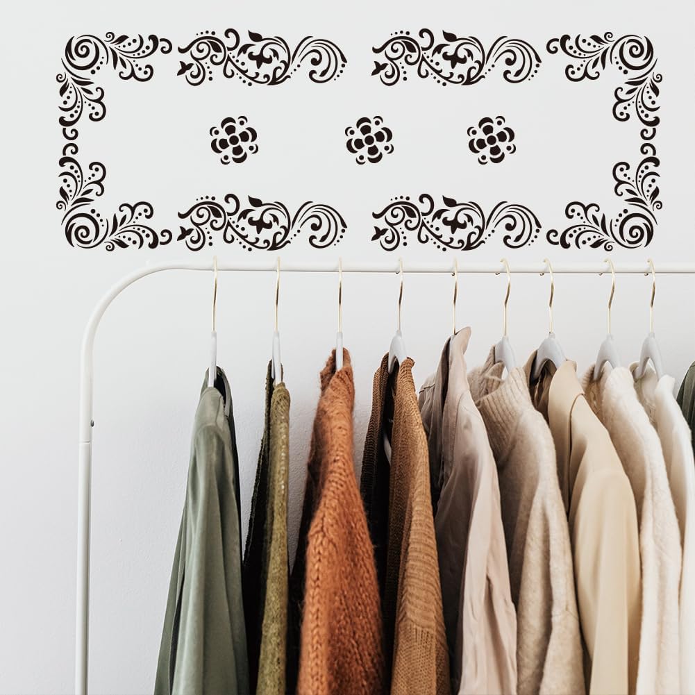 4 Pcs Constellation Theme Corner Stencils for Painting – Reusable Large Floral Tile Stencils for Wall