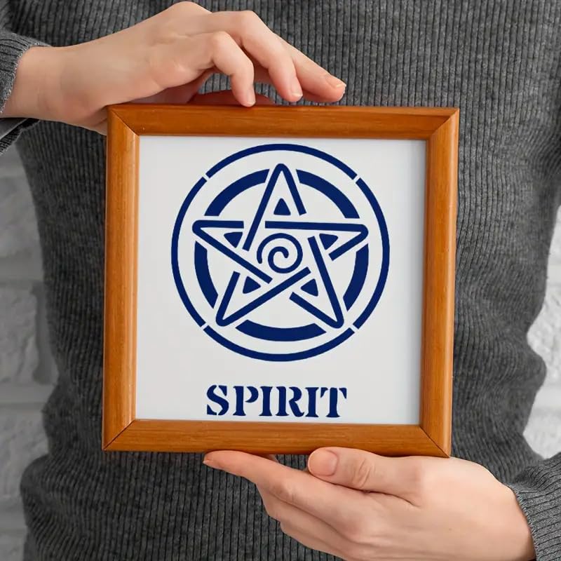 5 Pcs Celtic Stencils for Painting – Air, Water, Fire, Spirit, Earth Patterns – 8.27x5.83 Inch Reusable Polyethylene Templates for Wood, Canvas, Fabric, Walls, Scrapbooking & DIY Craft Projects