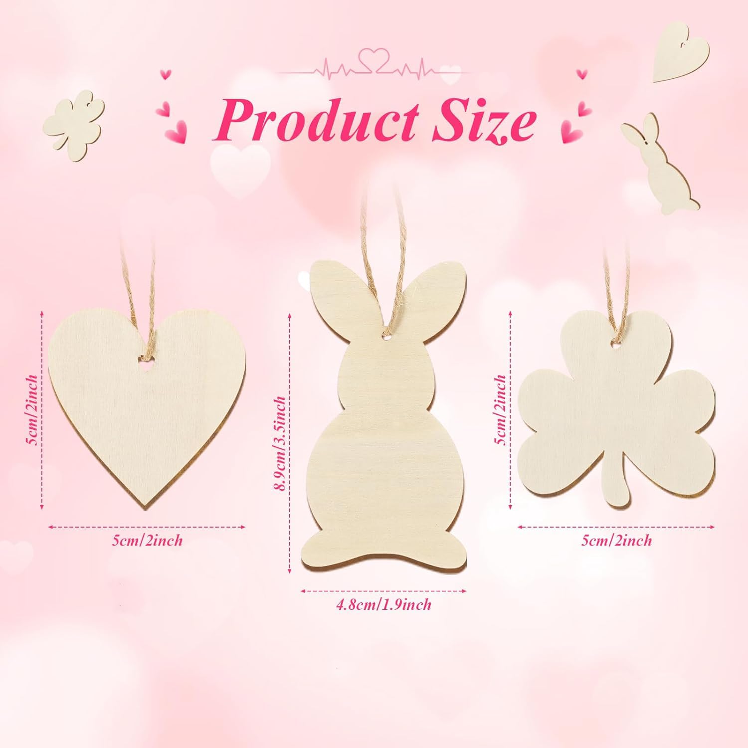 12 Pcs Wooden Holiday Cutouts Set for DIY Painting – Shamrock, Bunny & Heart Ornaments