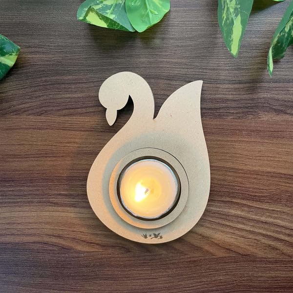 2 Pcs Wooden MDF Tea Light Holder 6x6 Inch – 3 Layered Nested Mandala Design Candle Holder for Diwali, Pooja, Home Decor