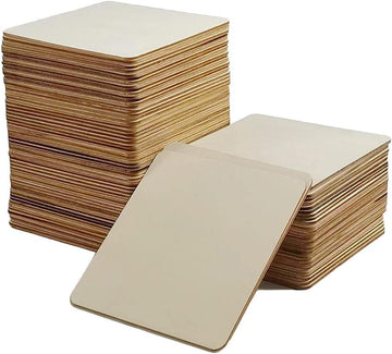 Haoser 50 Pcs Unfinished Wood Pieces, Natural Blank 5 X 5 Inch Wood Squares, Wooden Square Cutouts,MDF Cutouts for Art Crafts Painting, Coasters Engraving, Scrabble, Home Decorations - Haoser