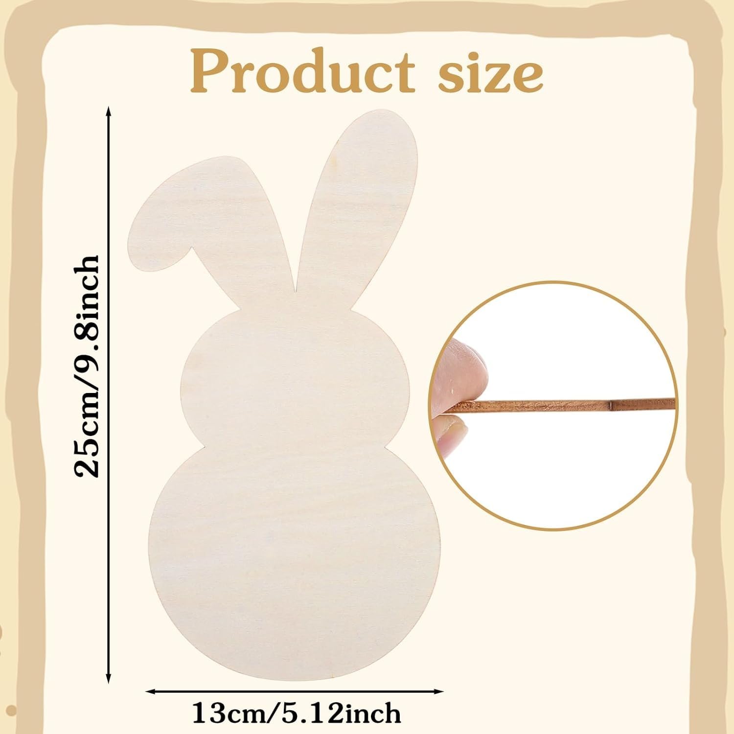 4 Pcs Wooden Bunny Cutouts 9.5x5.1 Inch | Unfinished Easter Rabbit Wood Shapes for DIY Painting